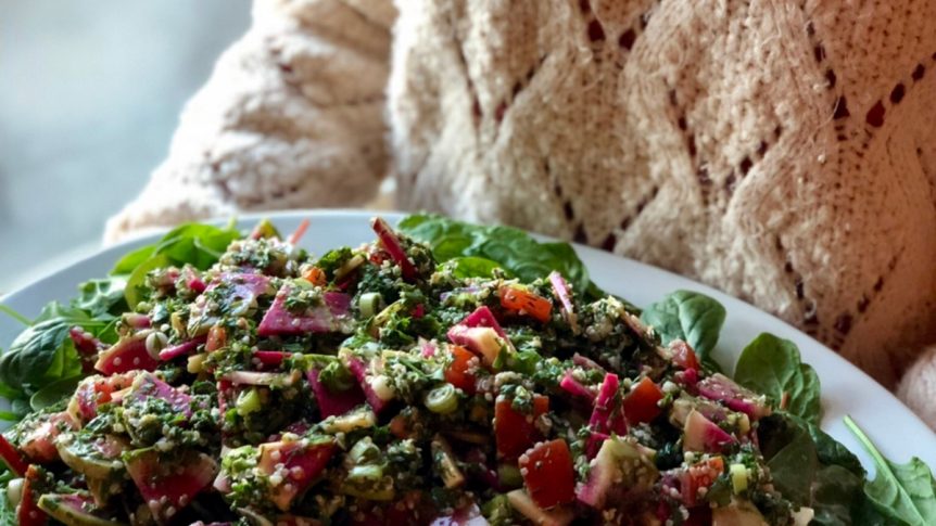 Heart-Healthy Hemp Seed Tabouli salad in a bowl
