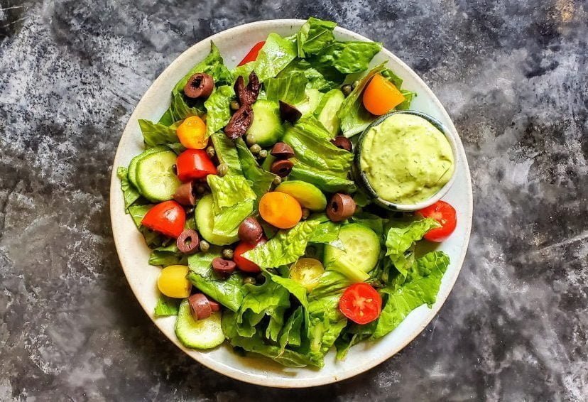 Featured image for “Paleo Greek Salad with Avo-Ziki Dressing”