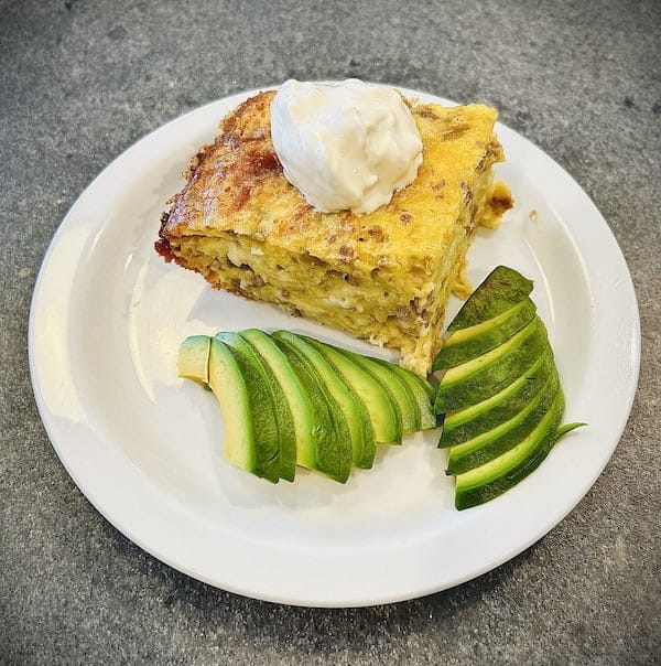 Featured image for “Cheesy Sausage and Green Chili Egg Bake”