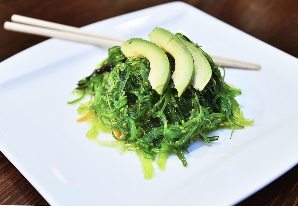 Wakame seaweed salad in a bowl